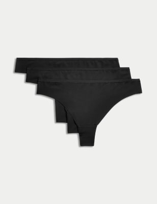 

Womens Body by M&S 3pk Flexifit™ No VPL Thongs - Black, Black