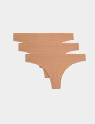 Womens Body by M&S 3pk No VPL Thongs, Rich Amber