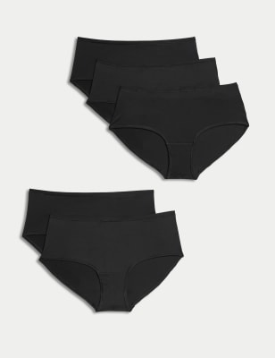 

Womens M&S Collection 5pk No VPL Microfibre Low Rise Shorts - Black, Black