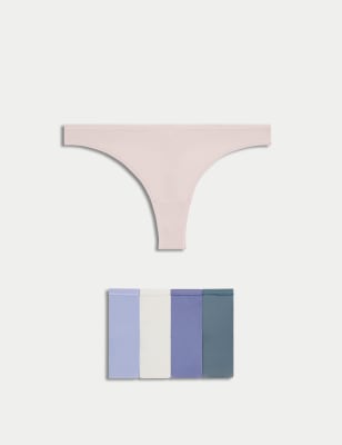 

Womens M&S Collection 5pk No VPL Microfibre Low Rise Thongs - Wedgewood, Wedgewood