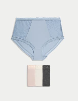 

Womens M&S Collection 4pk Modal & Lace Full Briefs - Soft Blue Mix, Soft Blue Mix