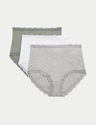 

Womens M&S Collection 3pk Cotton Rich Full Briefs - Green Mix, Green Mix