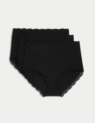 

Womens M&S Collection 3pk Cotton Rich Full Briefs - Black, Black