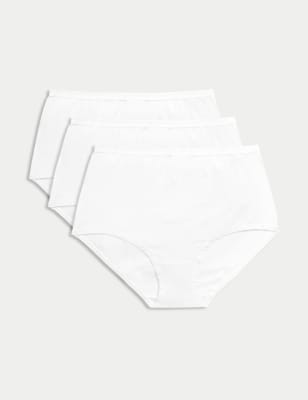 

Womens M&S Collection 3er-Pack Taillenslips mit hohem Baumwollanteil - White, White