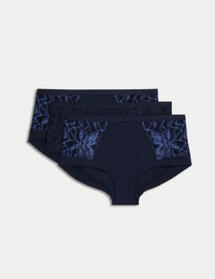 

M&S Collection Pack de 3 braguitas tipo culotte de talle alto con diseño de flores silvestresWomens - Navy Mix, Navy Mix