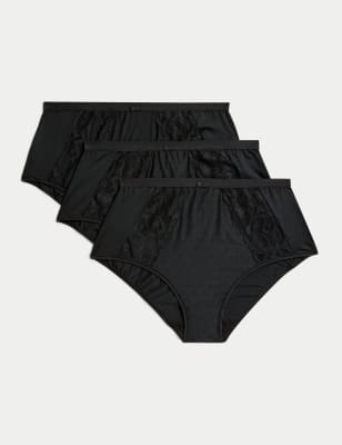 

Womens M&S Collection 3pk Wildblooms Full Briefs - Black, Black