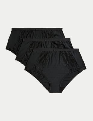 

Womens M&S Collection 3er-Pack Taillenslips mit Wildblumenmuster - Black, Black