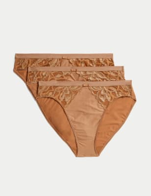 

Womens M&S Collection 3pk Wildblooms High Leg Knickers - Rich Amber, Rich Amber