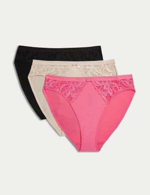 

Womens M&S Collection 3pk Wildblooms High Leg Knickers - Watermelon, Watermelon