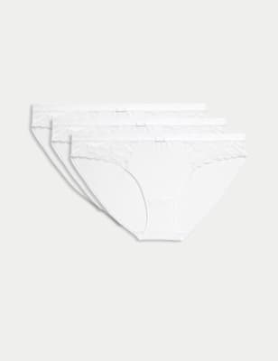 

Womens M&S Collection 3pk Wild Blooms Bikini Knickers - White, White