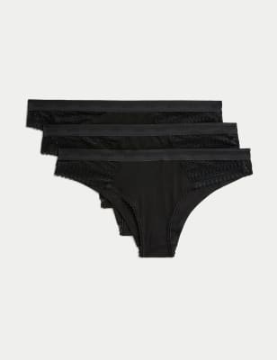 

Womens Body by M&S 3pk Cotton Brazilian Knickers - Black, Black