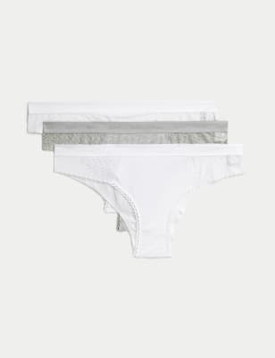 

Womens Body by M&S 3pk Cotton Brazilian Knickers - White Mix, White Mix