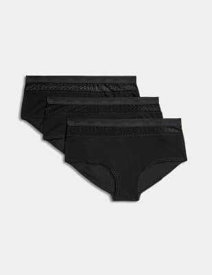 

Body by M&S Pack de 3 braguitas tipo culotte de talle alto de algodónWomens - Black, Black