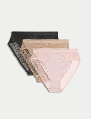 

Womens Body by M&S 3er-Pack hoch geschnittene Slips mit hoch ausgeschnittenem Bein - Soft Pink, Soft Pink