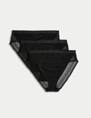 

Womens Body by M&S 3er-Pack hoch geschnittene Slips mit hoch ausgeschnittenem Bein - Black, Black