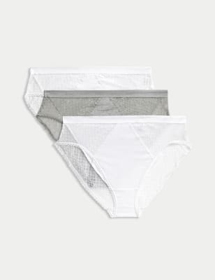 

Womens Body by M&S 3pk Cotton High Waisted High Leg Knickers - White Mix, White Mix