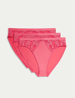 

Womens M&S Collection 3pk Wildbloom High Leg Knickers - Watermelon, Watermelon