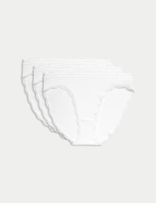 

Womens M&S Collection 3pk Cotton Rich High Leg Knickers - White, White