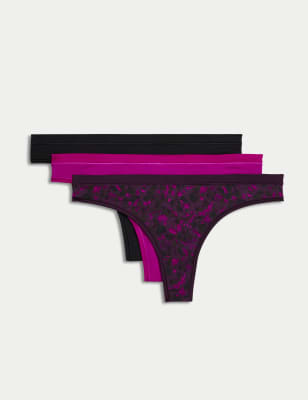 

Womens Body by M&S 3pk Flexifit™ Modal Thongs - Blackcurrant, Blackcurrant