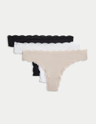 

Womens M&S Collection 3pk Cotton Blend Thongs - Opaline Mix, Opaline Mix