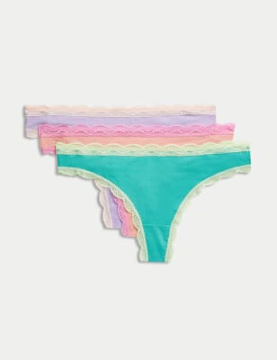 

Womens M&S Collection 3pk Cotton Blend Thongs - Peach Mix, Peach Mix