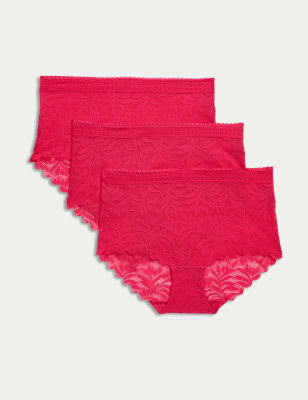 

Womens M&S Collection 3pk Flexifit™ Lace High Rise Shorts, Pink