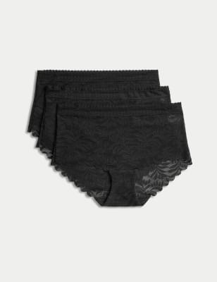 

Womens M&S Collection 3pk Flexifit™ Lace High Rise Shorts - Black, Black