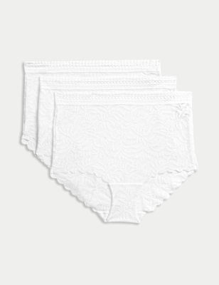 

Womens M&S Collection 3pk Flexifit™ Lace Full Briefs - White, White