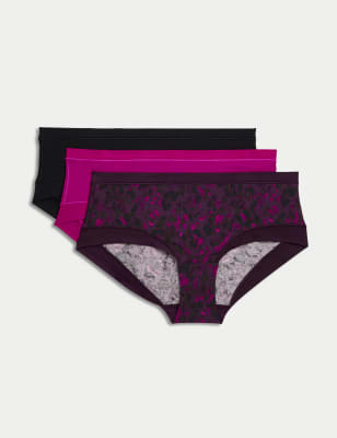

Womens Body by M&S 3er-Pack Tief sitzende Shorts aus Modal mit Flexifit™-Technologie - Blackcurrant, Blackcurrant