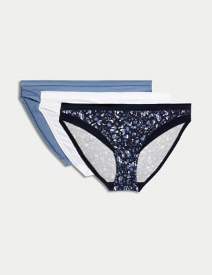 

Womens Body by M&S 3pk Flexifit™ Modal Bikini Knickers - Grey Blue, Grey Blue