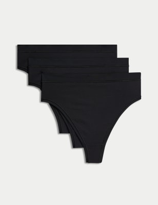 

Womens Body by M&S 3pk Flexifit™ High Waisted Thongs - Black, Black