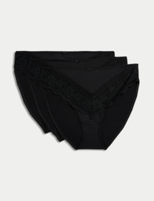 

Womens M&S Collection 3pk High Leg Knickers - Black, Black