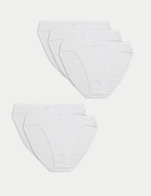 

Womens M&S Collection 5pk Cotton Rich Lycra® High Leg Knickers - White, White