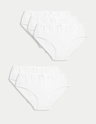 

Womens M&S Collection 5pk Cotton Lycra® High Rise Shorts - White, White
