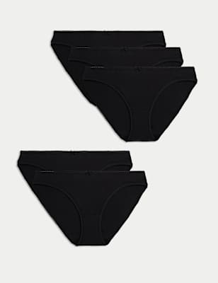 

Womens M&S Collection 5pk Cotton Lycra® Bikini Knickers, Black