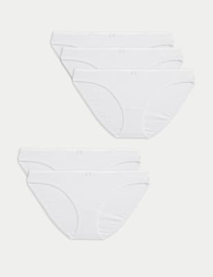 

Womens M&S Collection 5er-Pack Bikinislips aus Baumwolle mit Lycra® - White, White