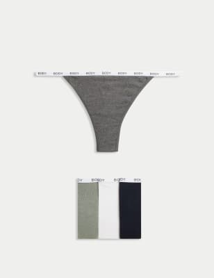 

Womens M&S Collection 4pk Cotton Rich Tanga Thongs - Grey Mix, Grey Mix