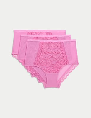 

Womens M&S Collection 3er-Pack Taillenslips mit Spitze - Pink Mix, Pink Mix