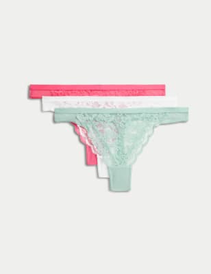 

Womens M&S Collection 3er-Pack Spitzentangas - Aqua Mix, Aqua Mix