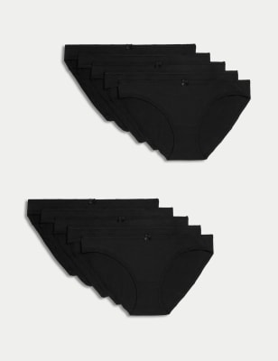 

M&S Collection Pack de 10 braguitas tipo bikini de algodónWomens - Black, Black