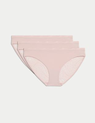 

Womens Body by M&S 3pk Body Soft™ Lace Bikini Knickers, Soft Pink