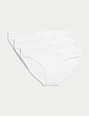 

Womens Body by M&S 3pk Body Soft™ Lace Bikini Knickers - White, White