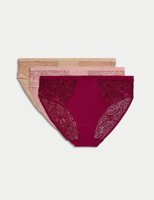 

Womens M&S Collection 3pk Body Soft™ High Leg Knickers - Dark Raspberry, Dark Raspberry