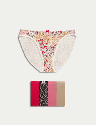 

M&S Collection Pack de 5 braguitas de corte alto de algodón y Lycra™Womens - Rose Pink, Rose Pink
