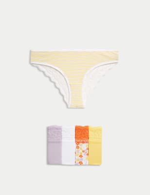 

Womens M&S Collection 5pk Cotton Rich Printed Brazilian Knickers - Sunshine, Sunshine