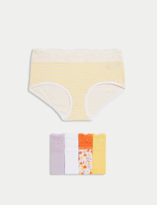 

Womens M&S Collection 5er-Pack hoch geschnittene Slips mit hohem Baumwollanteil und Muster - Sunshine, Sunshine