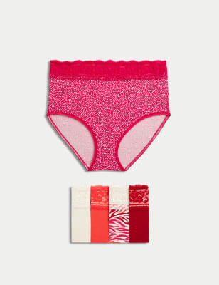 

Womens M&S Collection 5pk Cotton Rich Printed Full Briefs - Lacquer Red, Lacquer Red