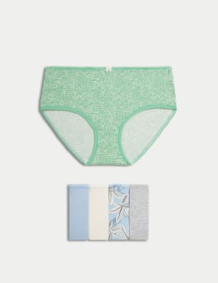 

M&S Collection Pack de 5 braguitas culotte estampadas de Lycra™ de algodón de talle altoWomens - Dusty Blue, Dusty Blue