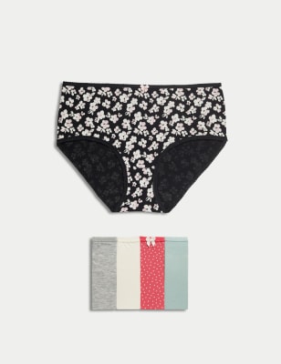 

Womens M&S Collection 5er-Pack hoch geschnittene Shorts aus Baumwolle mit Lycra™ und Muster - Dusted Mint, Dusted Mint