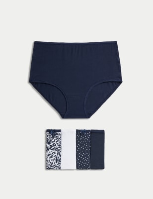 

Womens M&S Collection 5pk Cotton Lycra™ Printed Full Briefs - Navy Mix, Navy Mix